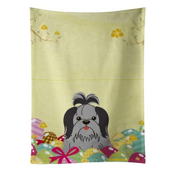 Carolines Treasures Carolines Treasures BB6089KTWL Easter Eggs Shih Tzu Black Silver Kitchen Towel - BB6089KTWL