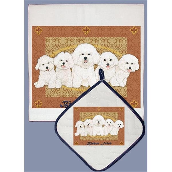 Pipsqueak Productions Pipsqueak Productions DP497 Dish Towel and Pot Holder Set - Bichon - DP497
