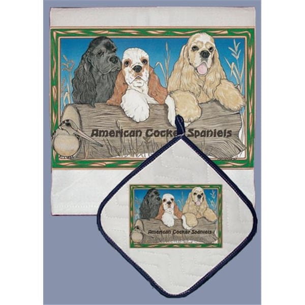 Pipsqueak Productions Pipsqueak Productions DP862 Dish Towel and Pot Holder Set - Cocker Spaniel - DP862