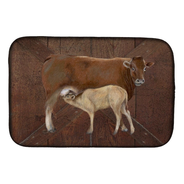Carolines Treasures Cow Momma & Baby Dish Drying Mat - SB3074DDM