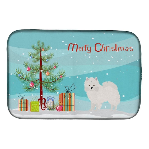 Carolines Treasures American Eskimo Christmas Tree Dish Drying Mat - CK3441DDM