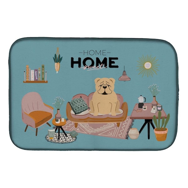 Carolines Treasures 14 x 21 in. Fawn English Bulldog Sweet Home Dish Drying Mat - CK7969DDM