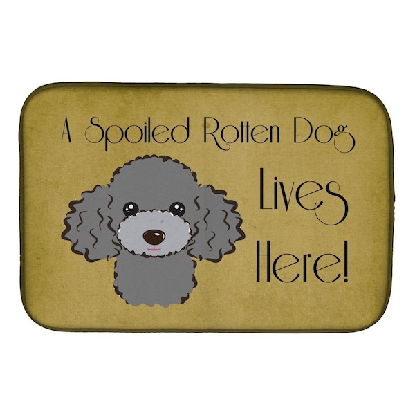 Carolines Treasures Silver Gray Poodle Spoiled Dog Lives Here Dish Drying Mat - BB1507DDM