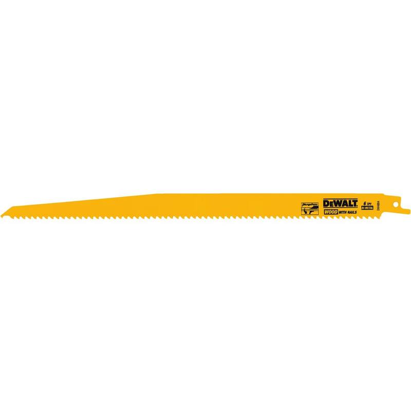 Cuchilla de sierra reciproca bi-metal de 12 pulgadas y 6 TPI con respaldo cónico (paquete de 5) - DW4804