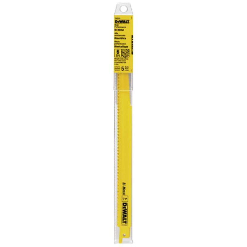 Cuchilla de sierra reciproca bi-metal de 12 pulgadas y 6 TPI con respaldo cónico (paquete de 5) - DW4804