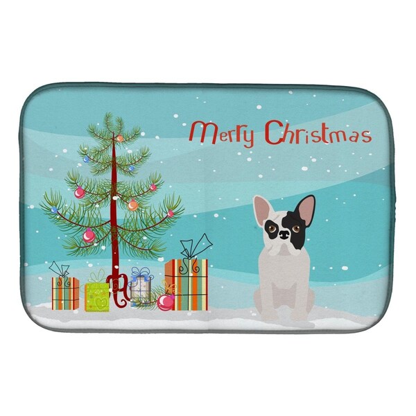 Carolines Treasures Black & White French Bulldog Christmas Tree Dish Drying Mat - CK3500DDM