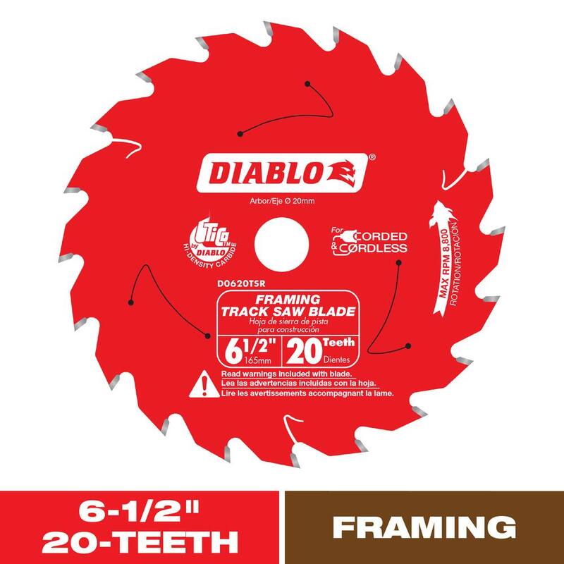 DIABLO Hoja de sierra de riel para marcos de 6-1/2 pulgadas y 20 dientes - D0620TSR