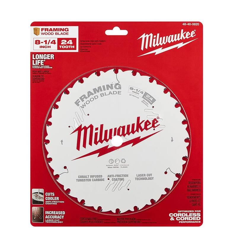 Milwaukee 8-1/4 pulgadas x 24 dientes Hoja de sierra circular para estructuras - 48-40-0820