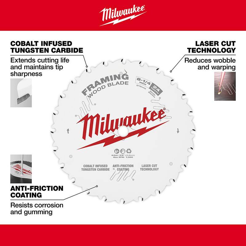 Milwaukee 8-1/4 pulgadas x 24 dientes Hoja de sierra circular para estructuras - 48-40-0820