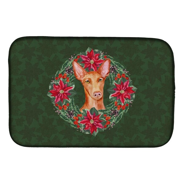 Carolines Treasures Pharaoh Hound Poinsetta Wreath Dish Drying Mat - CK1581DDM