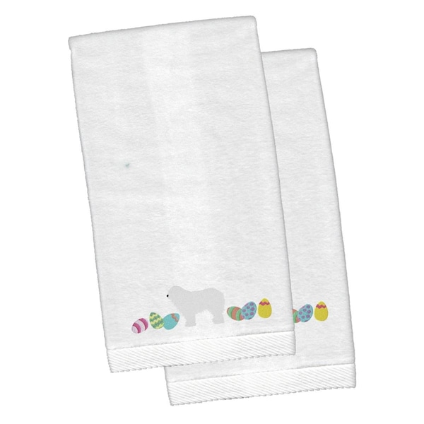 Carolines Treasures Komondor Easter White Embroidered Plush Hand Towel - CK1660KTEMB