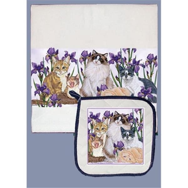 Pipsqueak Productions Pipsqueak Productions DP125 Cat Dish Towel And Pot Holder Set - DP125