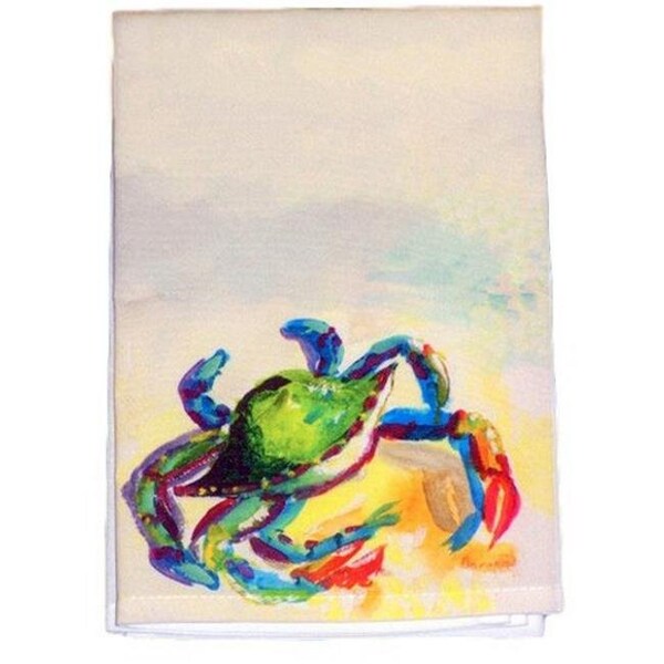 Betsy Drake Betsy Drake GT267 Teal Crab Guest Towel - GT267
