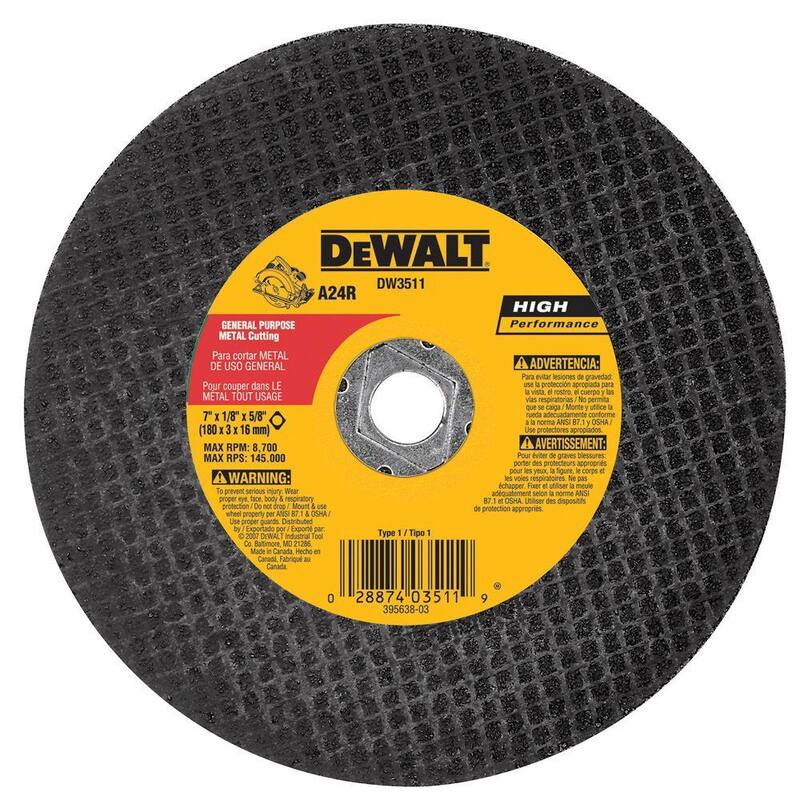 HOJA DE SIERRA ABRASIVA DE METAL DE DEWALT 7 pulg. x 1/8 pulg. al por mayor - DW3511