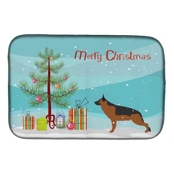 Carolines Treasures German Shepherd Merry Christmas Tree Dish Drying Mat - BB2942DDM