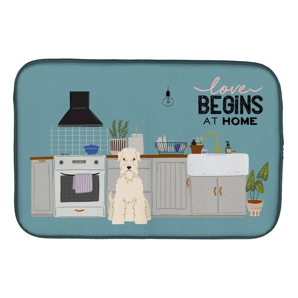 Carolines Treasures 14 x 21 in. Soft Coated Wheaten Terrier Kitchen Scene Dish Drying Mat - CK7765DDM