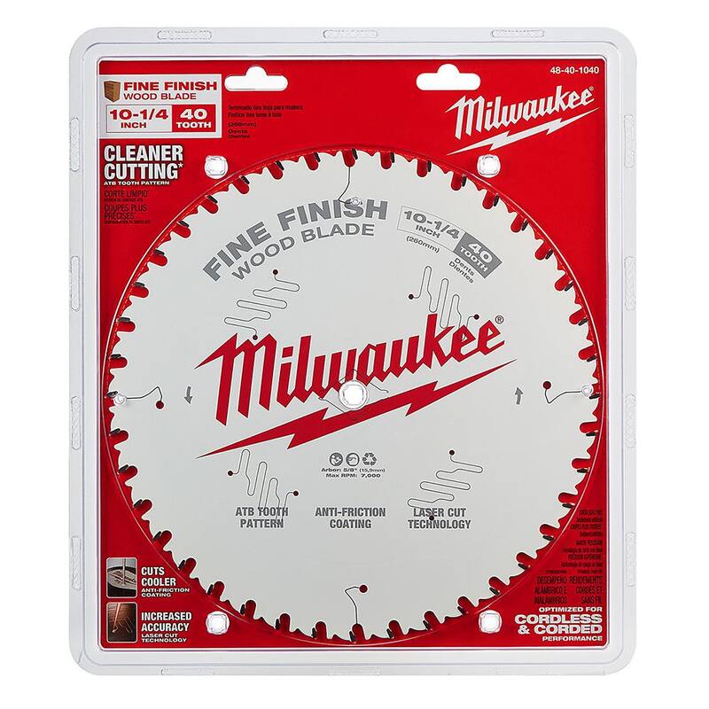 Hoja de sierra circular de acabado fino de 10-1/4 pulgadas y 40 dientes de Milwaukee - 48-40-1040