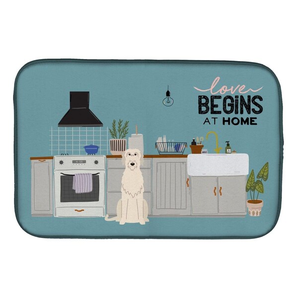 Carolines Treasures 14 x 21 in. Irish Wolfhound Kitchen Scene Dish Drying Mat - CK7769DDM