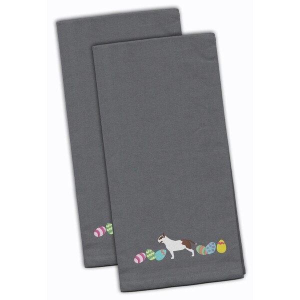 Carolines Treasures Bull Terrier Easter Gray Embroidered Kitchen Towel - CK1618GYTWE