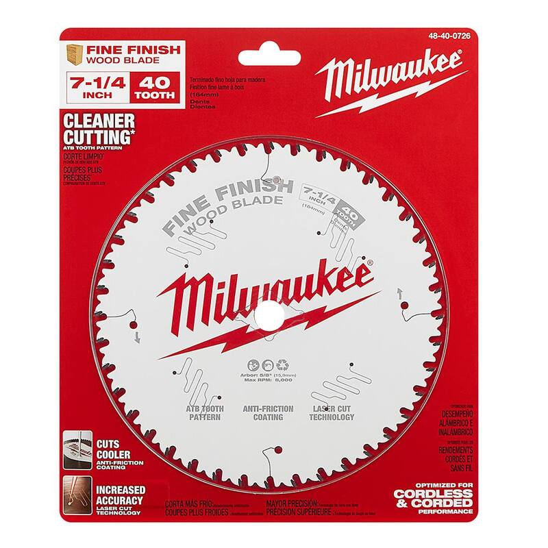 Milwaukee Hoja de sierra circular de acabado fino de 7-1/4 pulg. x 40 dientes (paquete de 2) - 48-40-0726-48-40-0726
