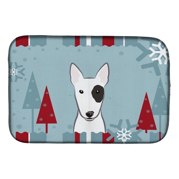 Carolines Treasures Winter Holiday Bull Terrier Dish Drying Mat - BB1705DDM