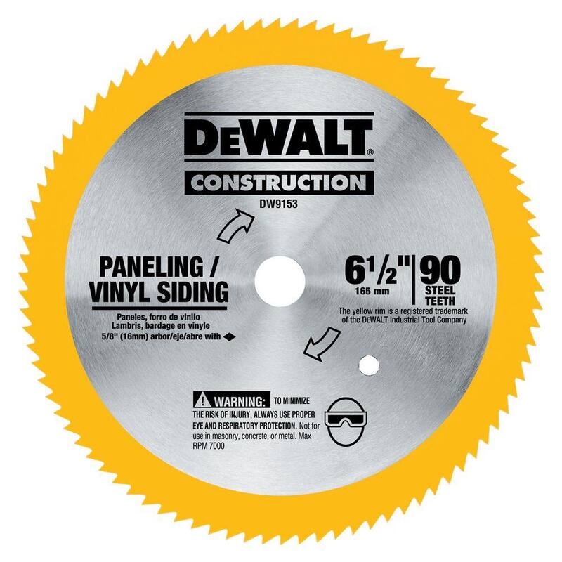 Hoja de sierra DEWALT de acero de 6-1/2 pulgadas y 90 dientes (para vinilo/panelado) - DW9153