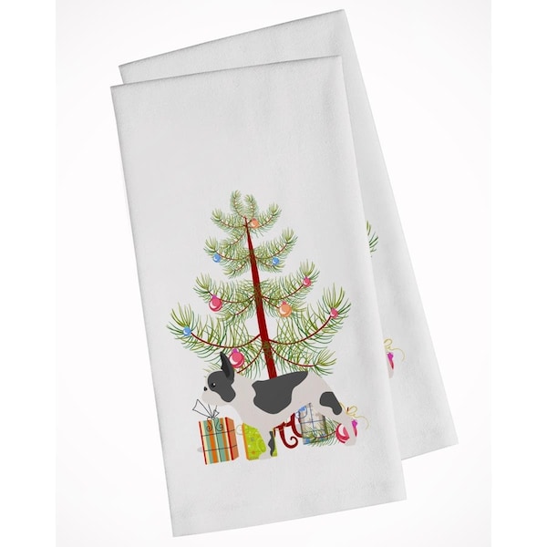Carolines Treasures French Bulldog Merry Christmas Tree White Kitchen Towel, 2PK - BB2959WTKT