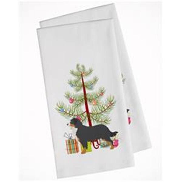 Carolines Treasures Bernese Mountain Dog Merry Christmas Tree White Kitchen Towel, 2PK - BB2937WTKT