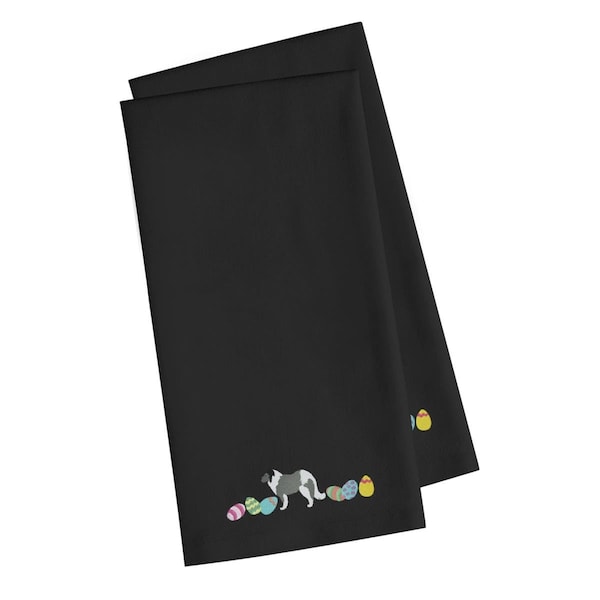 Carolines Treasures Grey Caucasian Shepherd Easter Black Embroidered Kitchen Towel, 2PK - CK1620BKTWE