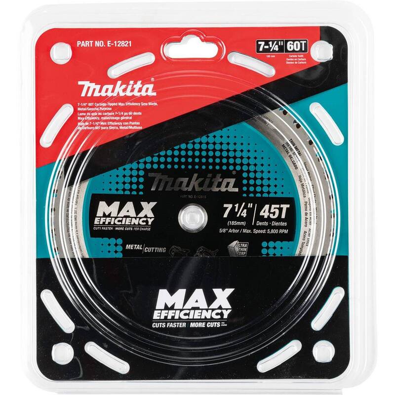 Makita 7-1/4 pulgadas 60 dientes punta de carburo Max Efficiency Sierra para Metales/Acero Inoxidable - E-12821