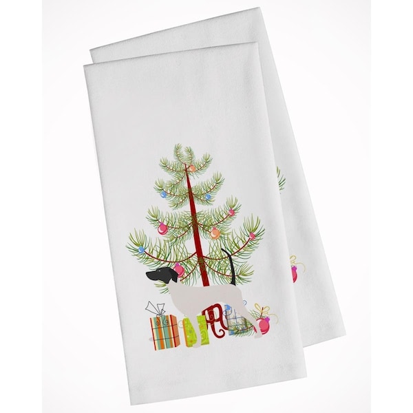 Carolines Treasures English Pointer Merry Christmas Tree White Kitchen Towel, 2PK - BB2913WTKT
