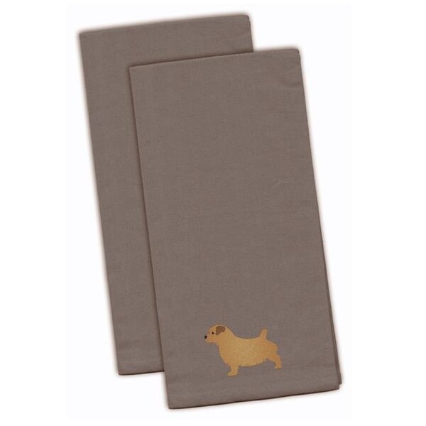 Carolines Treasures Carolines Treasures BB3409GYTWE Norfolk Terrier Gray Embroidered Kitchen Towel - Set of 2 - BB3409GYTWE