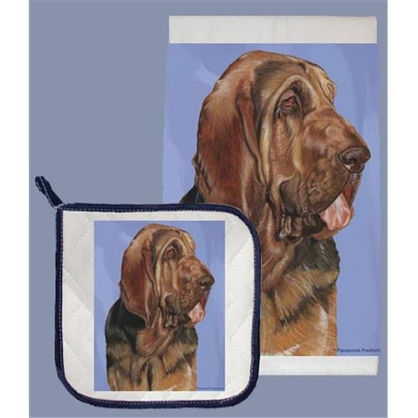 Pipsqueak Productions Pipsqueak Productions DP721 Bloodhound Dish Towel And Pot Holder Set - DP721