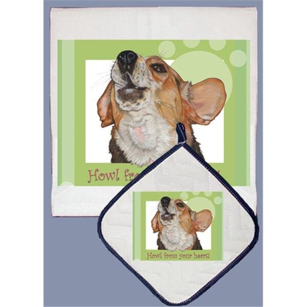 Pipsqueak Productions Pipsqueak Productions DP555 Dish Towel and Pot Holder Set - Beagle - DP555