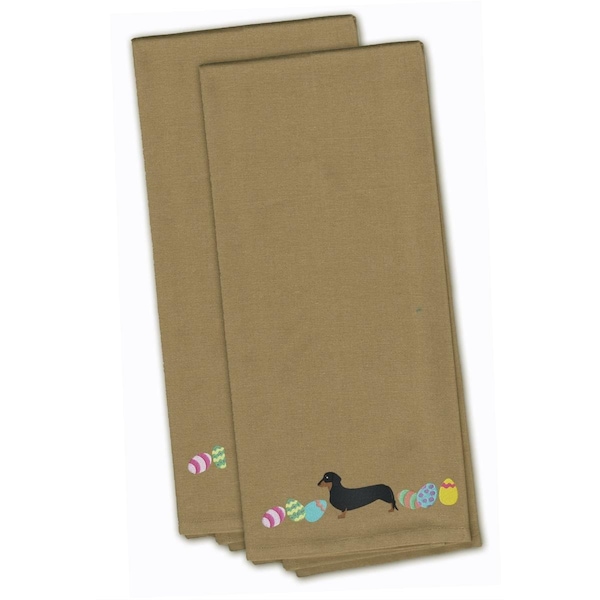 Carolines Treasures Dachshund Easter Tan Embroidered Kitchen Towel - CK1631TNTWE
