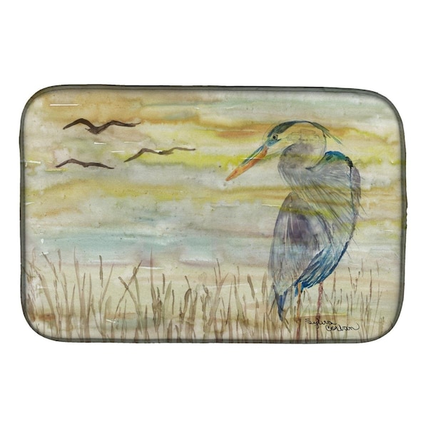 Carolines Treasures Blue Heron Yellow Sky Dish Drying Mat - SC2020DDM