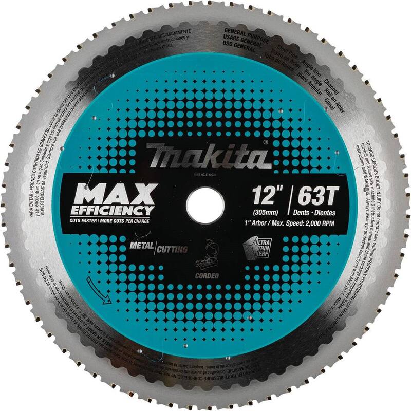 Hoja de sierra Makita de 12 pulgadas con 63 dientes de carburo para máxima eficiencia, metal/uso general - E-12033.