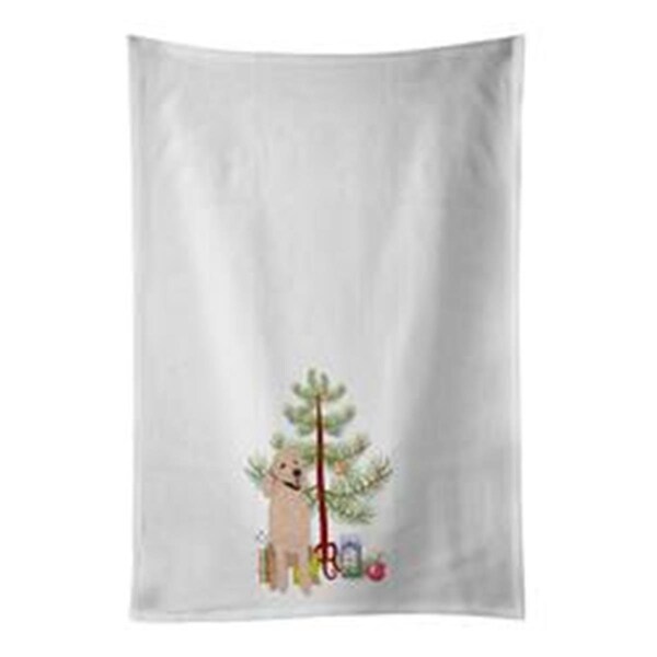 Carolines Treasures 28 x 19 in. Poodle Standard Cafe Au Lait Christmas White Dish Towels Kitchen Towel, 2PK - WDK3121WTKT
