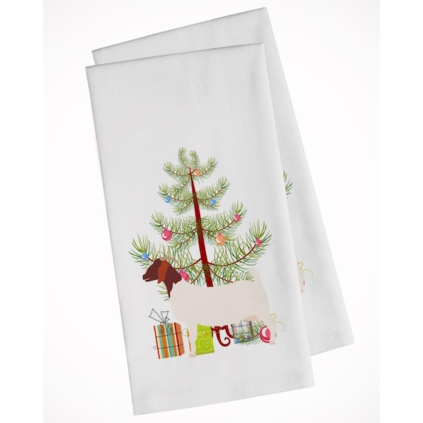 Carolines Treasures Boer Goat Christmas White Kitchen Towel, 2PK - BB9253WTKT