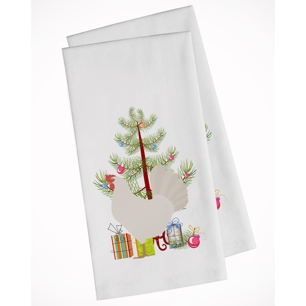 Carolines Treasures Leghorn Chicken Christmas White Kitchen Towel, 2PK - BB9207WTKT