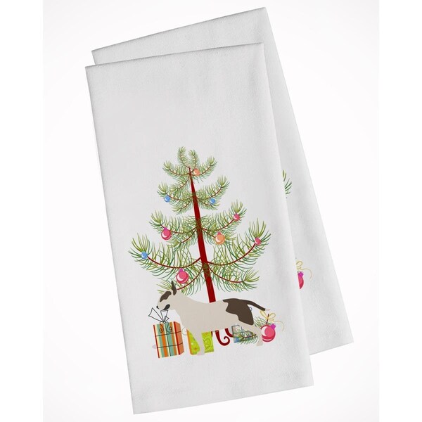 Carolines Treasures Bull Terrier Merry Christmas Tree White Kitchen Towel, 2PK - BB2996WTKT