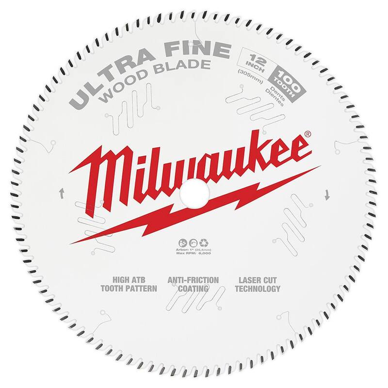 Milwaukee 12 pulgadas x 100 dientes de carburo ultra fino para hoja de sierra circular de acabado (paquete de 2) - 48-40-1228-48-40-1228