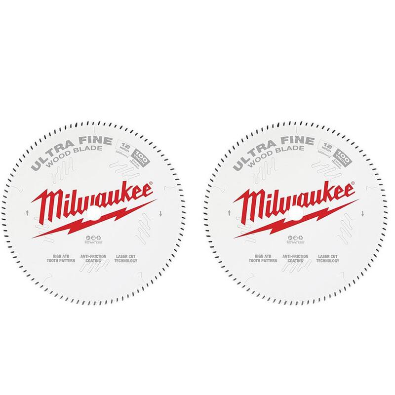 Milwaukee 12 pulgadas x 100 dientes de carburo ultra fino para hoja de sierra circular de acabado (paquete de 2) - 48-40-1228-48-40-1228
