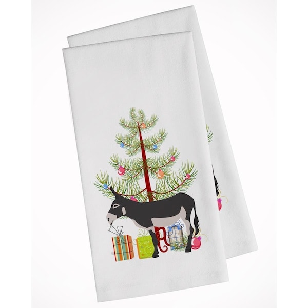 Carolines Treasures American Mammoth Jack Donkey Christmas White Kitchen Towel, 2PK - BB9211WTKT