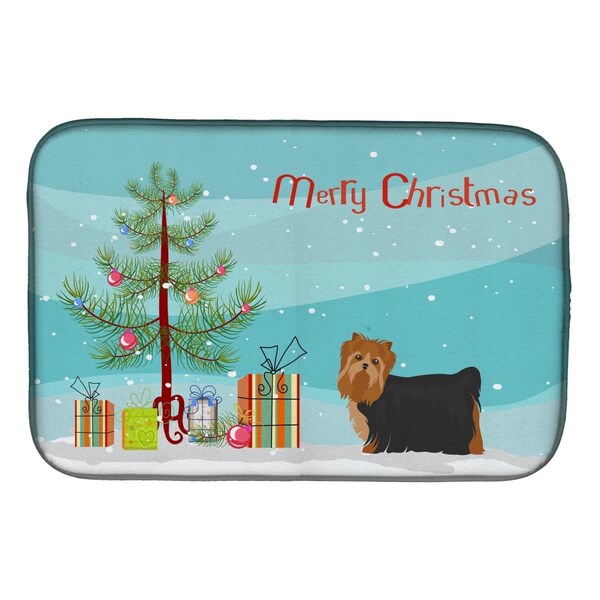 Carolines Treasures Yorkshire Terrier Christmas Tree Dish Drying Mat - CK3490DDM