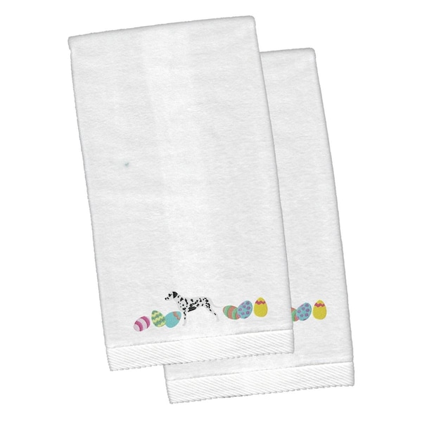 Carolines Treasures Dalmatian Easter White Embroidered Plush Hand Towel - CK1632KTEMB