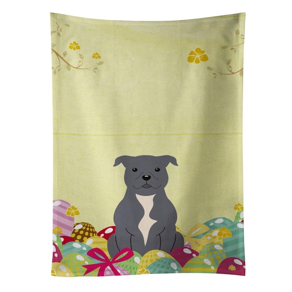Carolines Treasures Easter Eggs Staffordshire Bull Terrier Blue Kitchen Towel - BB6046KTWL