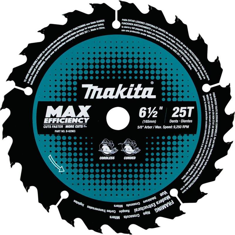 Hoja de sierra circular de carburo con punta de 25T de 6-1/2 pulgadas para máxima eficiencia de corte, Kerf ultra delgado, para estructuras - B-62963