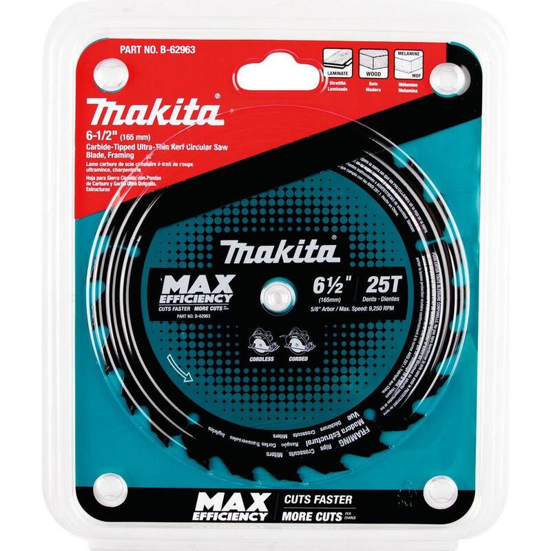 Hoja de sierra circular de carburo con punta de 25T de 6-1/2 pulgadas para máxima eficiencia de corte, Kerf ultra delgado, para estructuras - B-62963