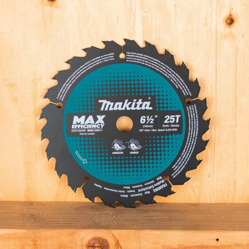 Hoja de sierra circular de carburo con punta de 25T de 6-1/2 pulgadas para máxima eficiencia de corte, Kerf ultra delgado, para estructuras - B-62963